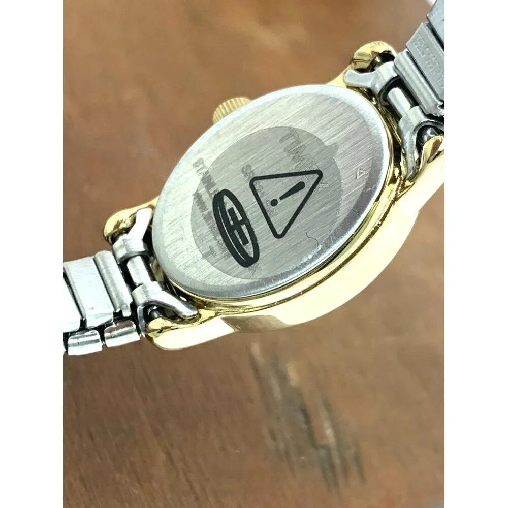 Timex Women's Watch T2M570 Quartz Oval Petite Two Tone Steel Expansion Band